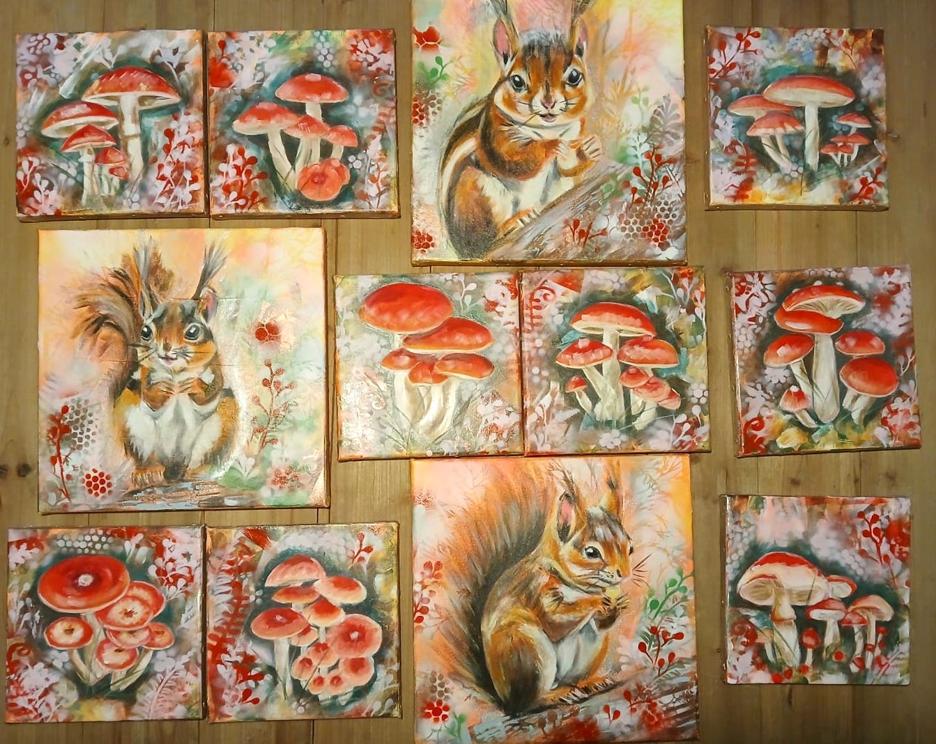 Mushrooms - Série de 9 tableaux