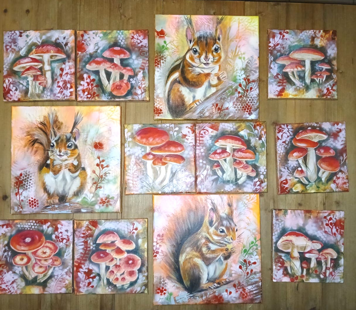 Mushrooms - Série de 9 tableaux